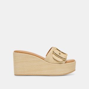 JILIAN WIDE WEDGES LT NATURAL RAFFIA